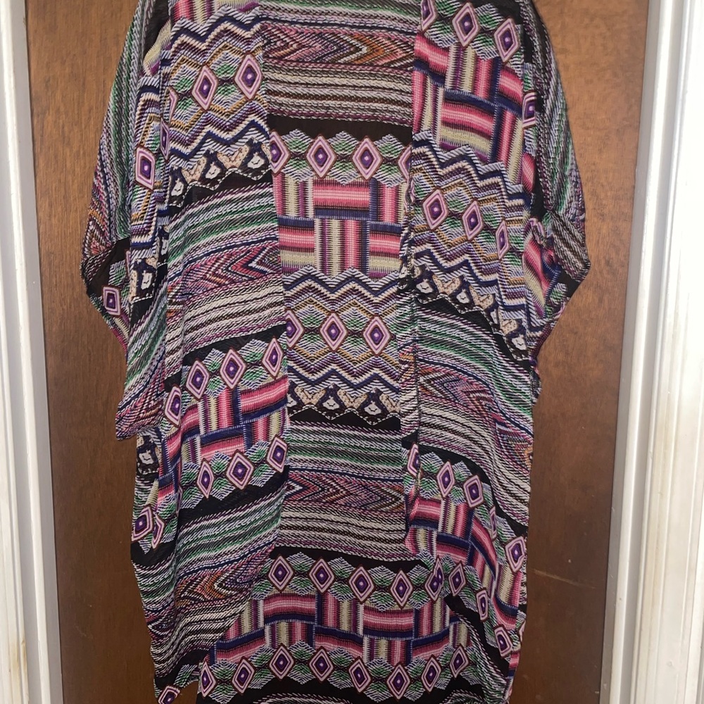 Love Squared Multicolor Patterned Kimono
